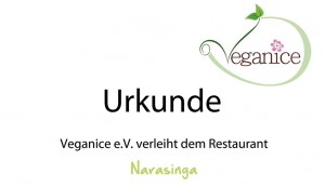 Veganice Urkunde für Narasinga